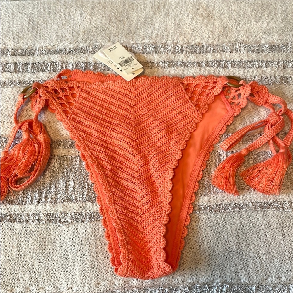 Aerie Coral Crochet Bikini Bottom